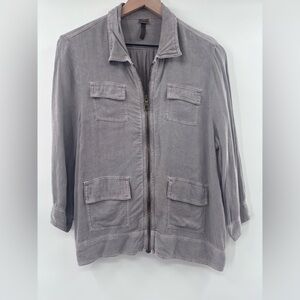 XCVI Women's Lightweight Utility Safari Field Jacket in Gray Size Medium Petite